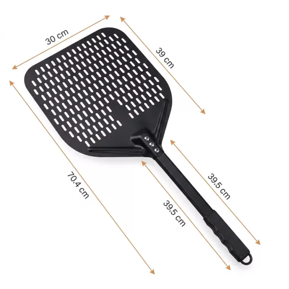 Perforált pizza vetőlapát méretei 30 × 40 cm-es lapátfejjel